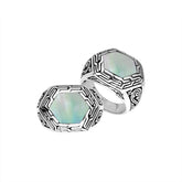 Sterling Silver Hexagon Tribal Statement Ring With Mother Of Pearl